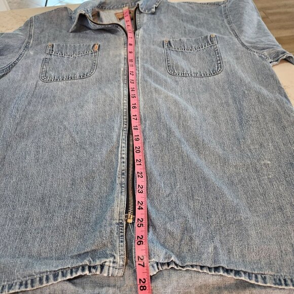Vintage Rare Express Light Wash Denim Zip-Up Shacket Large 90's Grunge Lagenlook - Picture 11 of 11